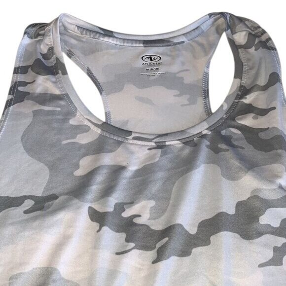 Athletic Works Gray Camo Racerback Tank Top M (8-10) Polyester/Spandex Womens Ac - Picture 4 of 8